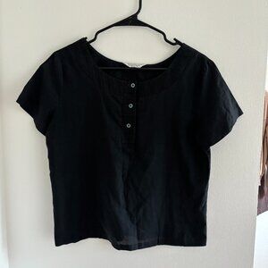 Vintage 1950s Ship' n Shore Black Button Short Sleeve Blouse